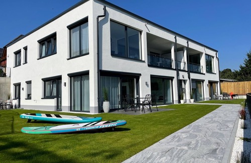 Saaldorf Condo | Apartments -Saaldorf WG 2, terrace and view of the reservoir