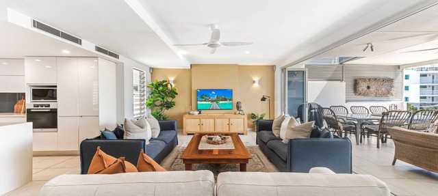 100 steps to the beach. Our modern Sunshine Coast home accommodates 12 guests in Alexandra Headland