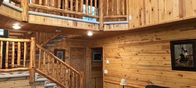 Log home nestled in tall pines near Norway Lake in Pine River