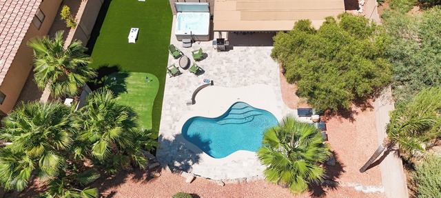 Newly Re-Designed, $175k Resort Backyard: Heated Pool, Spa, Golf, Billiard in Phoenix